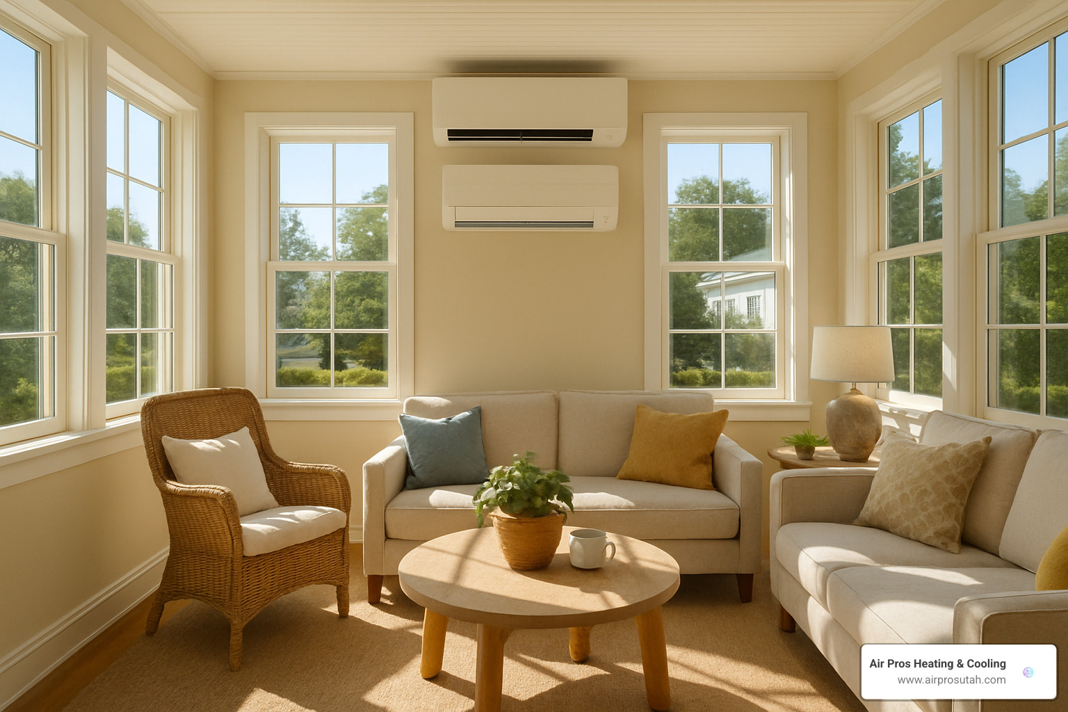 bright sunroom with mini-split - year round comfort solutions