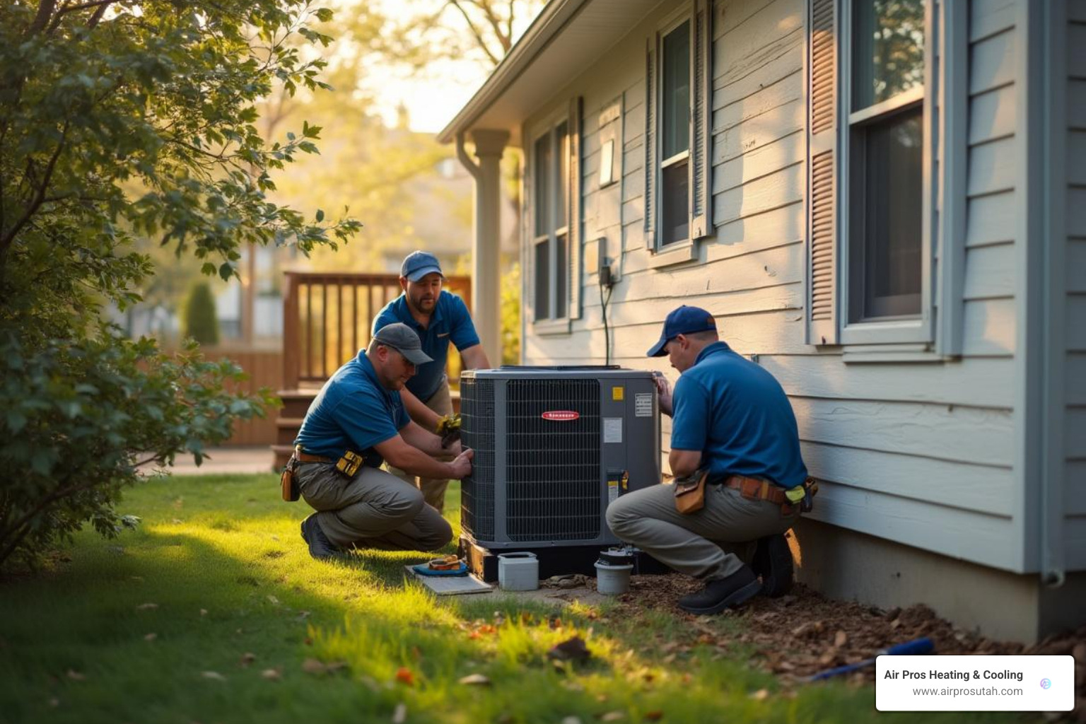 A professional heat pump installation in progress - heat pumps installed