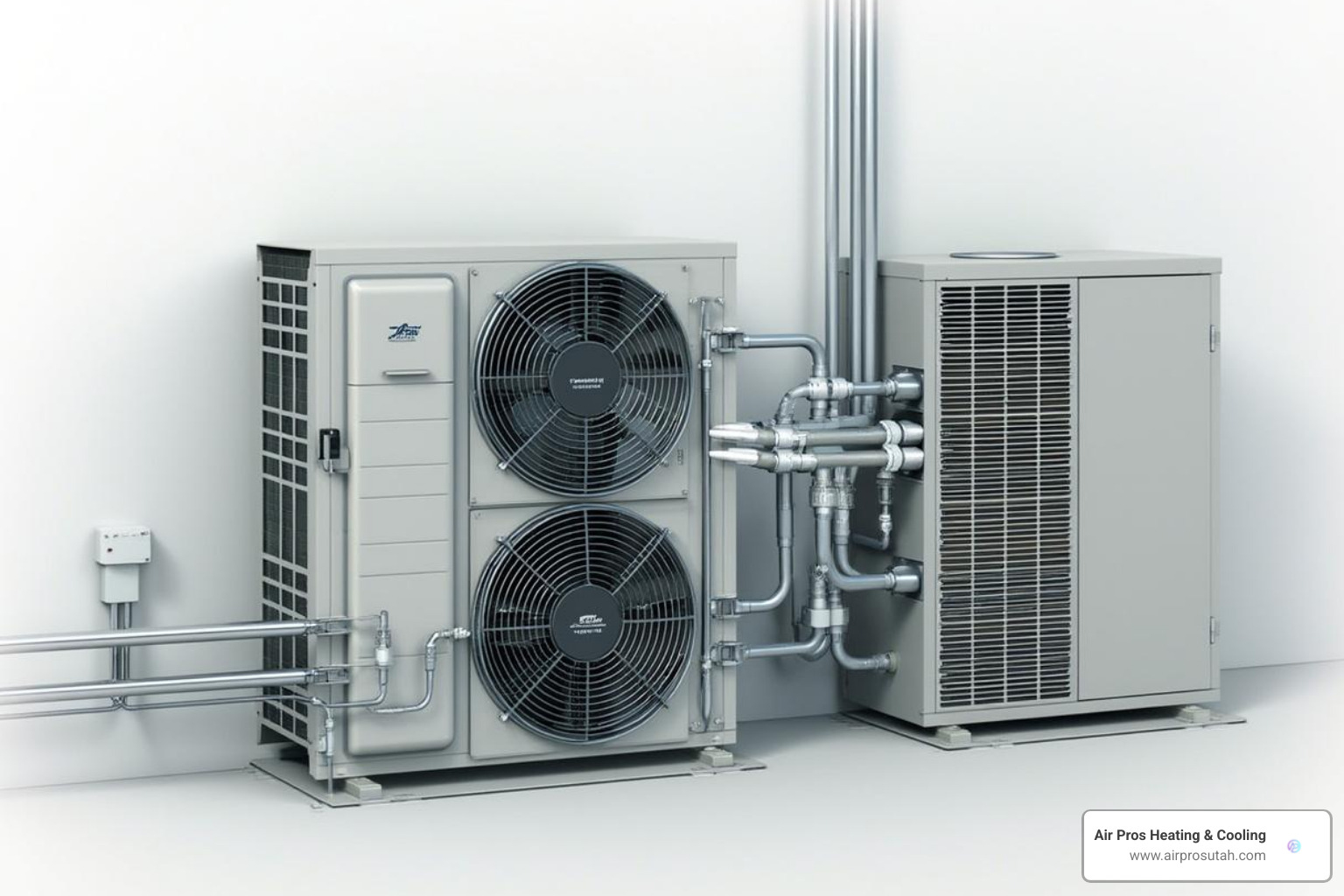 Components of a split-system heat pump showing indoor and outdoor units - heat pumps installed