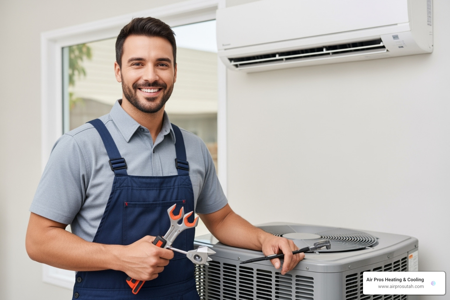friendly professional technician with tools - ac repairing services