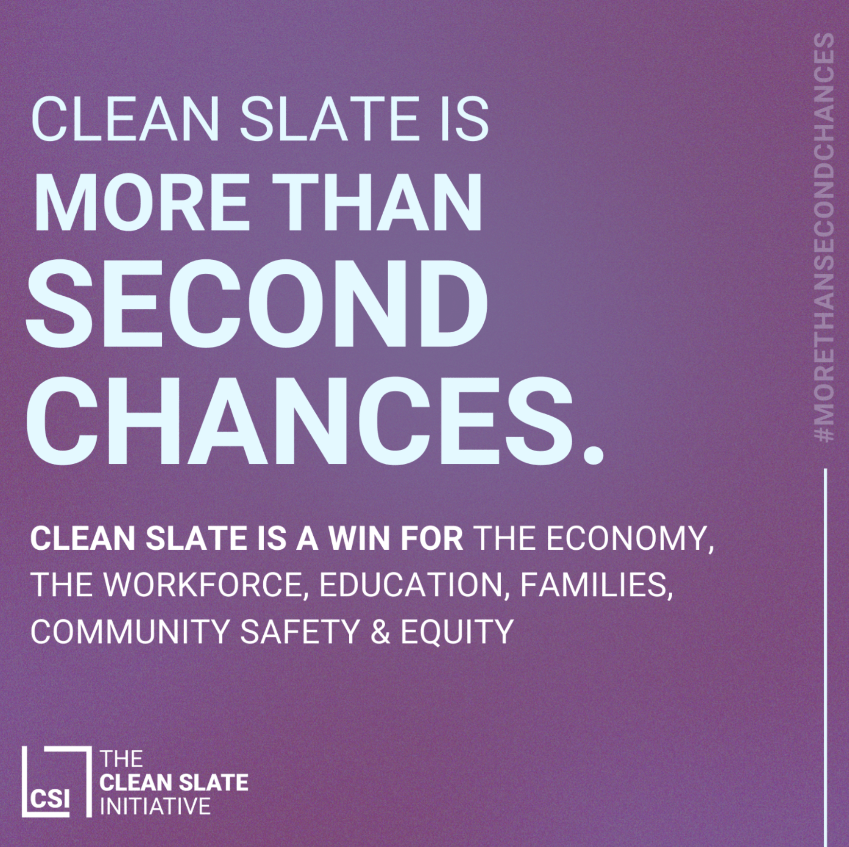 A purple background with white text that says "Clean Slate is more than just a second chance.".