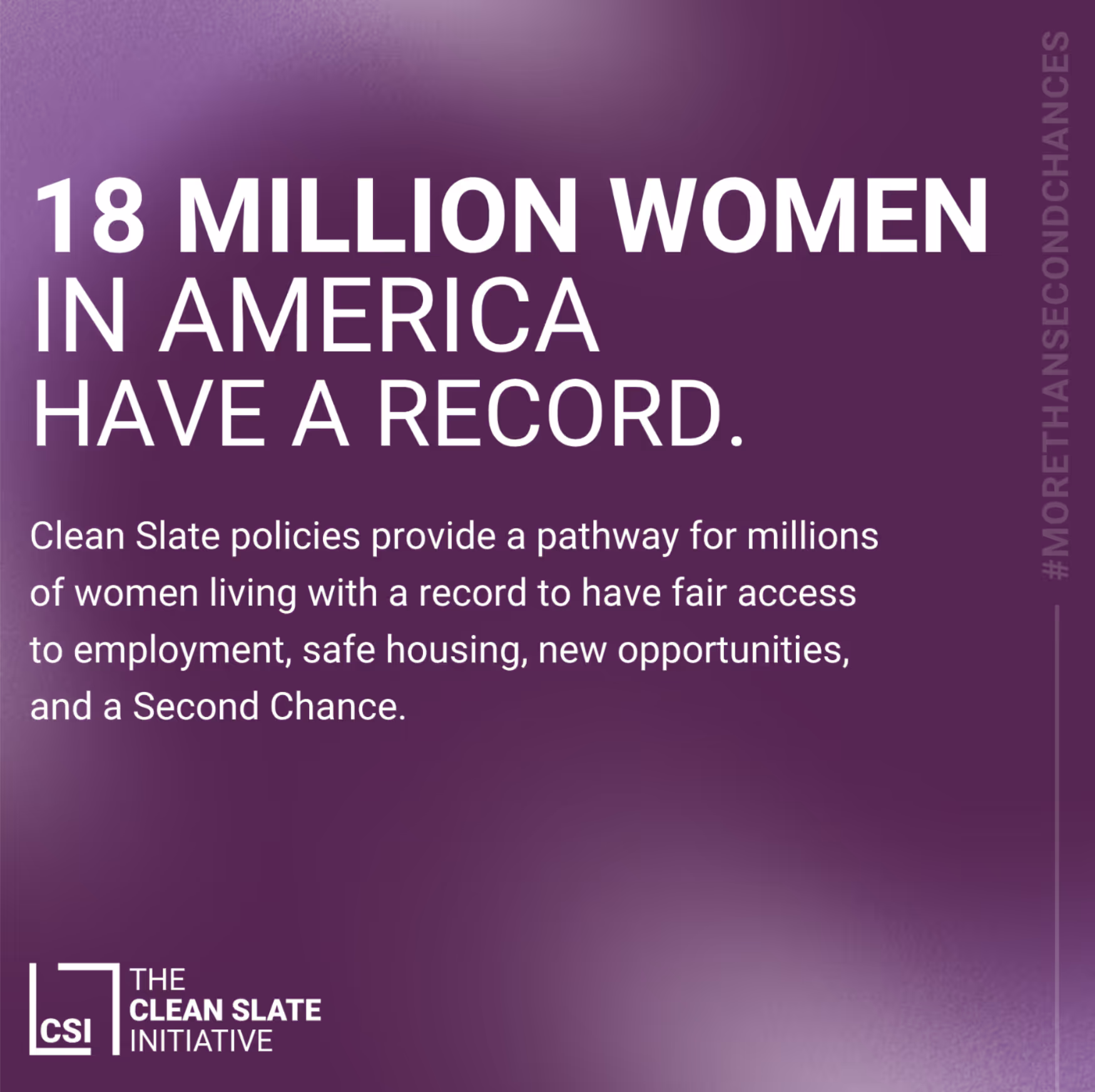 A purple background with white text that says 18 Million Women in America Have a Record.