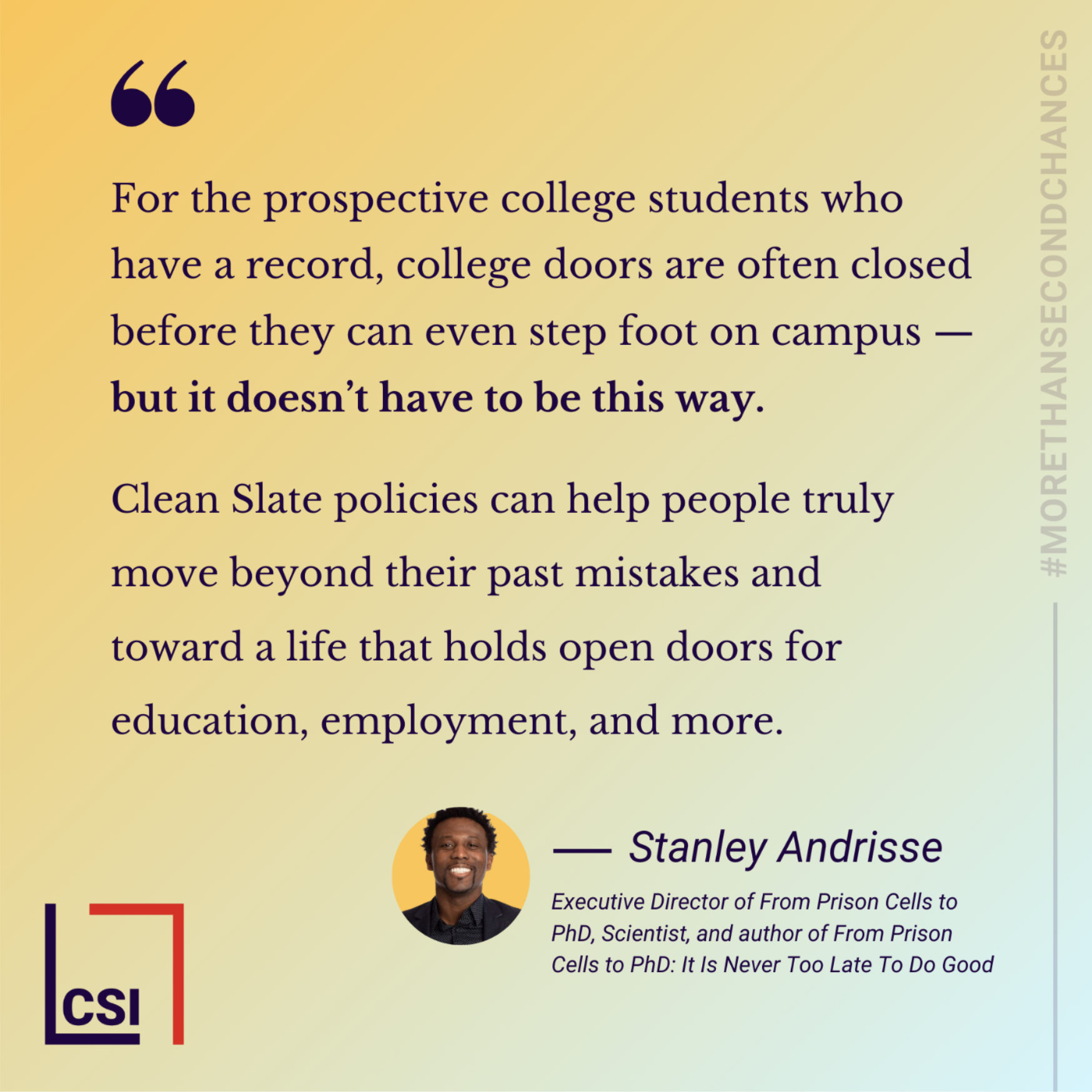 A man is smiling and talking about clean slate policies.
