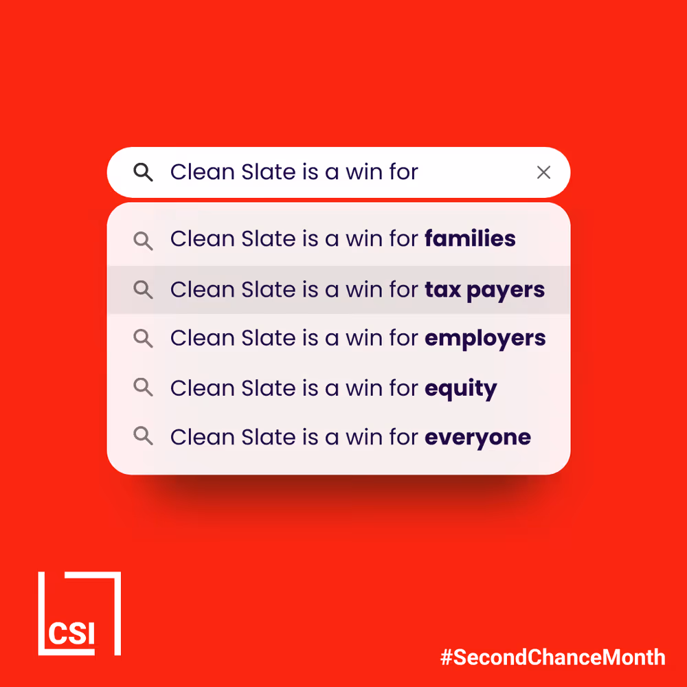 A red background with a white and black logo that says CSI.