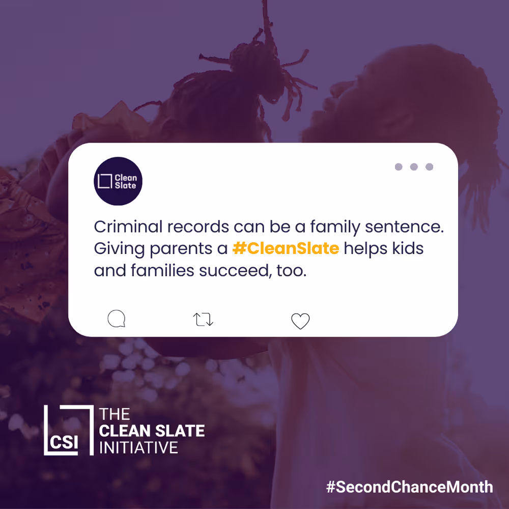 A purple background with a white and black image of a man and a child.