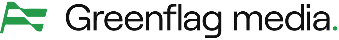 Greenflag Media logo: A green flag on the left, with the company's name in black on the right.