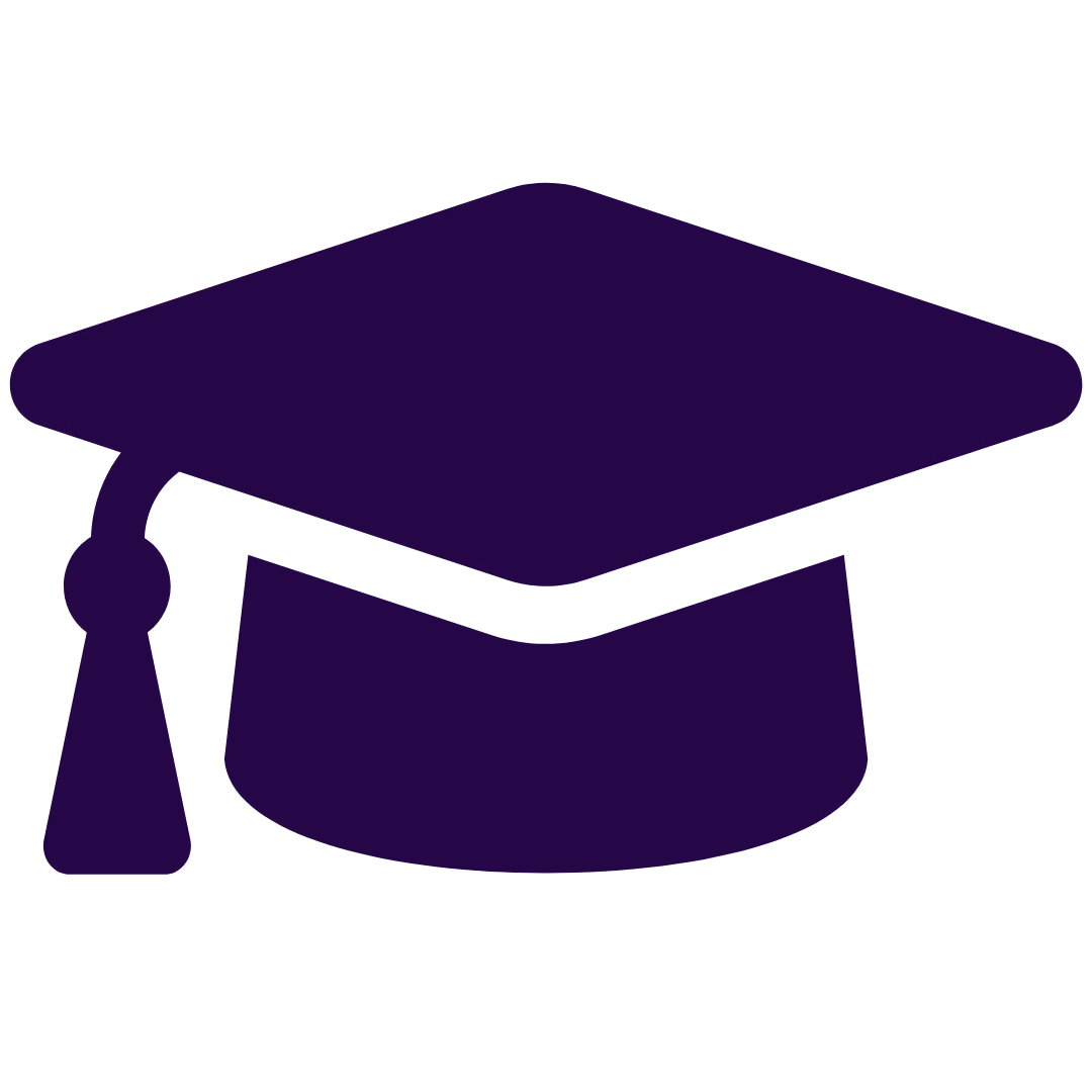 graduation cap icon in dark violet