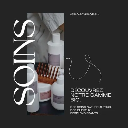 Modèle Canva gratuit pour flyer promotionnel de produits de soins bio, design élégant pour marque de beauté