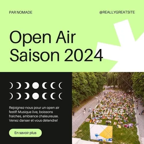 Modèle Canva gratuit pour affiche d’événement en plein air, style vibrant pour festival ou concert.