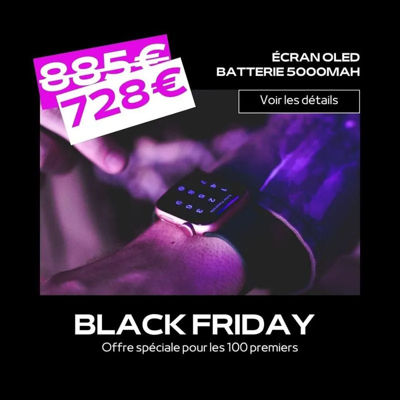 Modèle Canva gratuit pour promotion Black Friday, style moderne pour un produit high-tech