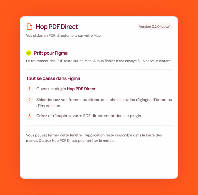 Interface Hop PDF pour compresser un PDF avec choix type slide, compression, largeur et hauteur d'image.
