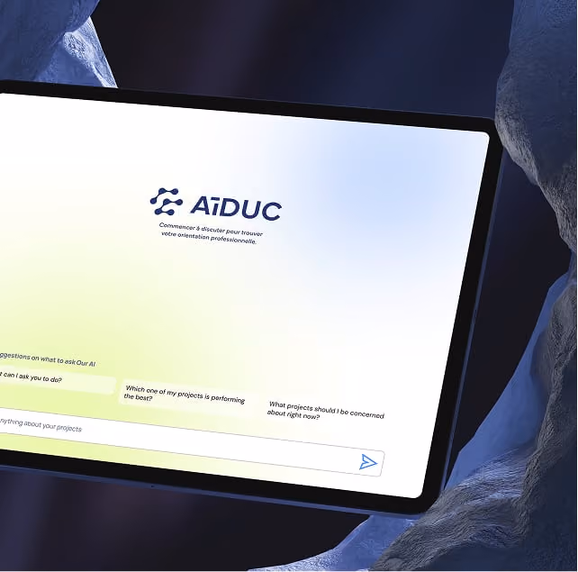 Projet d’identité visuelle Aiduc présenté dans un avis client