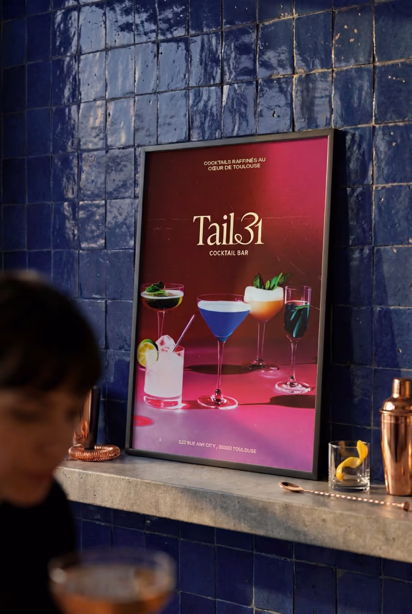 Affiche promotionnelle pour un bar à cocktails