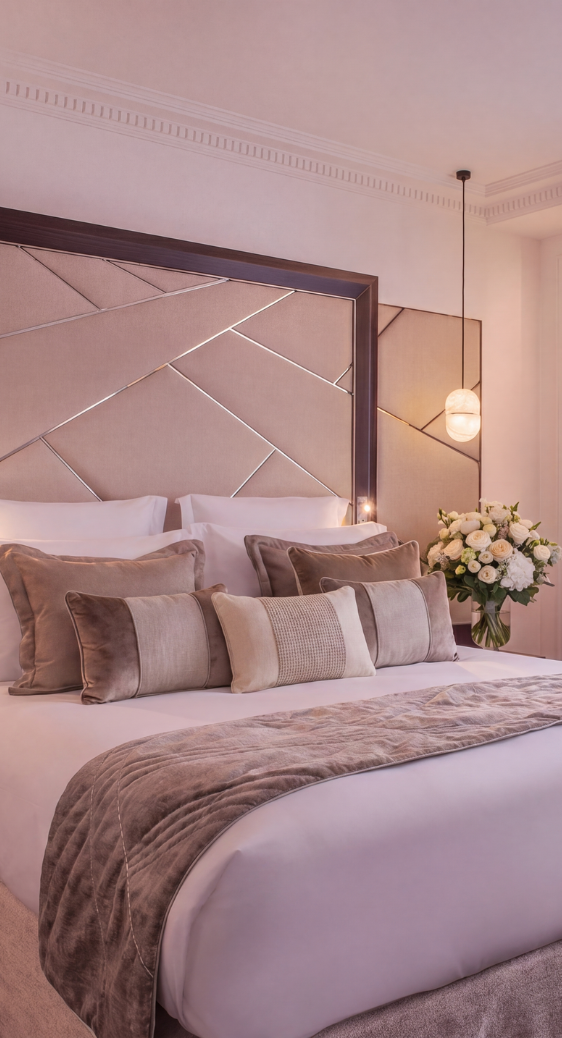 Spacious and elegant room, offering luxurious comfort and refined decoration in the heart of Paris.