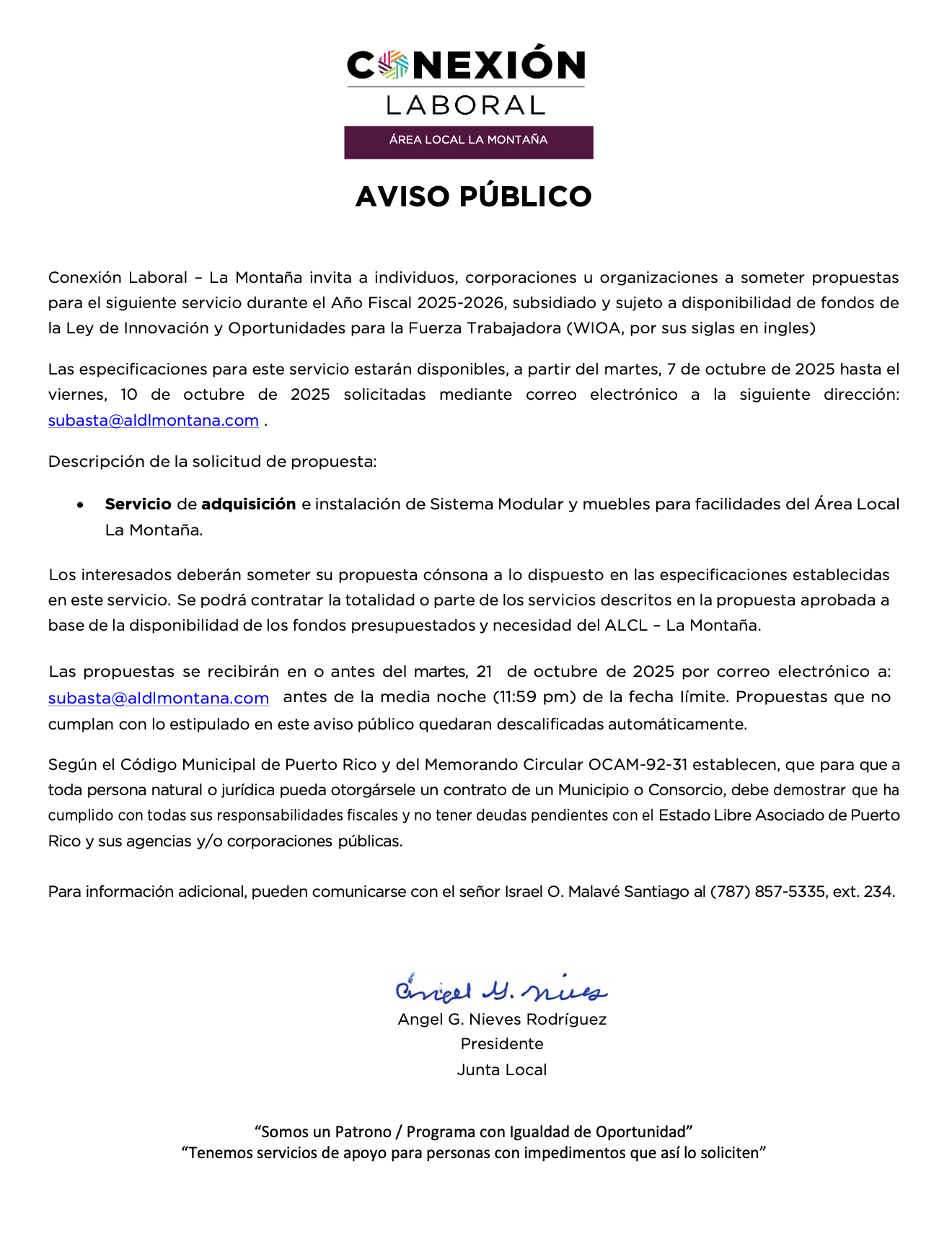 Aviso Público Sistema Modular
