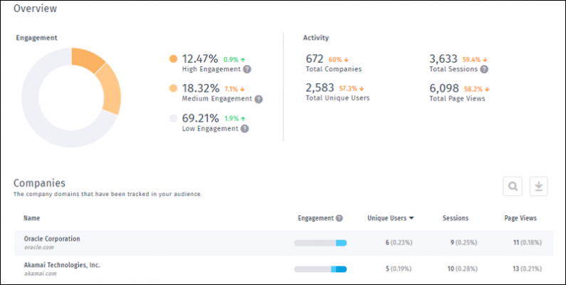 B2B audience insights helps marketers understand which companies are visiting their site.