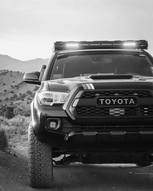 Toyota truck in mountains