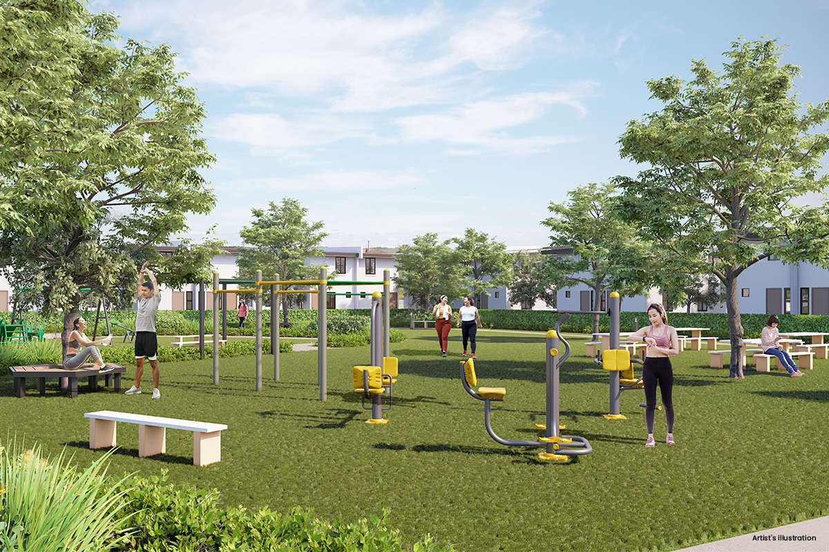 Aim for wellness amid lush landscapes at the Outdoor Fitness Area.