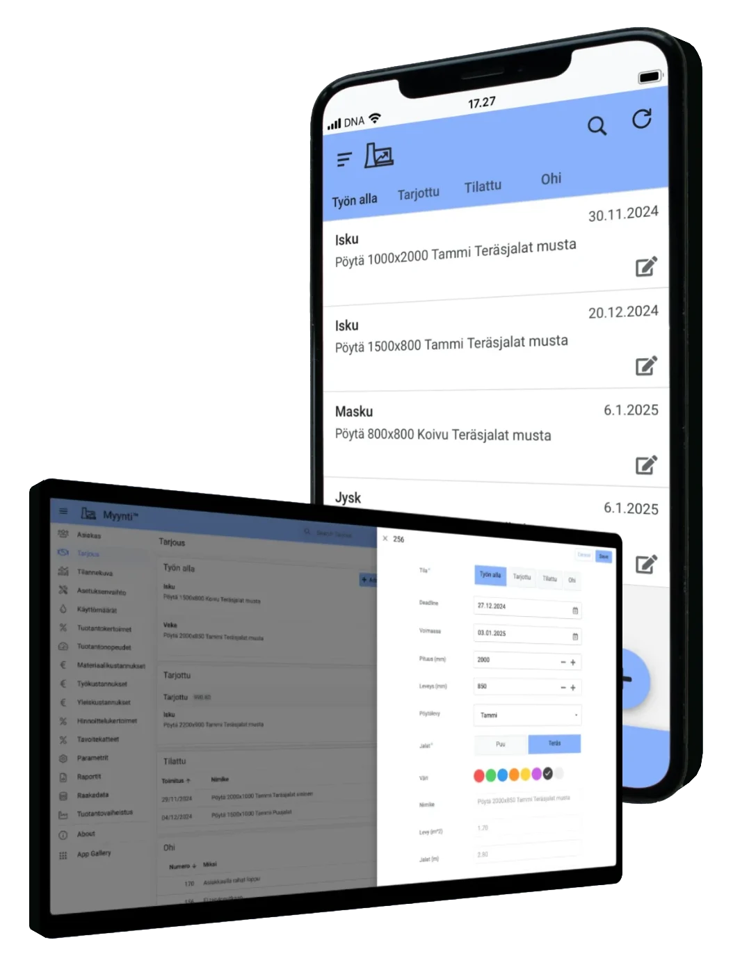 Tehdaskehitys Myynti™ käyttöliittymät