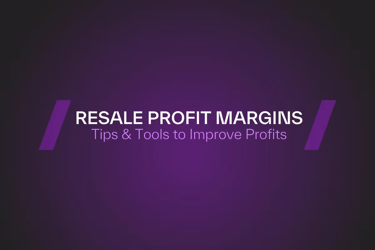 Cover image for the article: What Is a Good Profit Margin for Reselling? Tips to Maximize Earnings. The image contains a text on a purple and black gradient background.