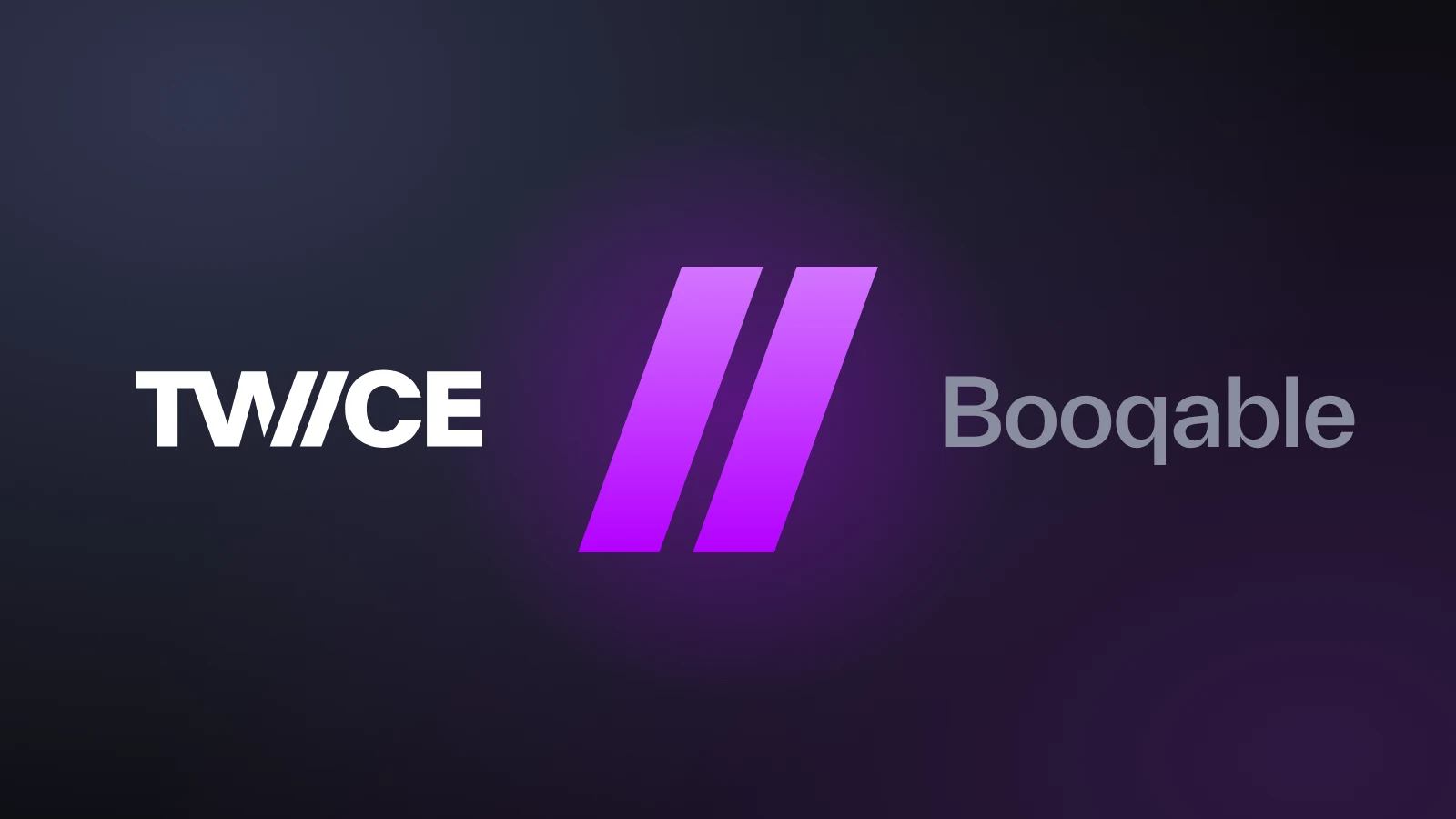 TWICE and Booqable wordmarks side by side, split by the TWICE double slash