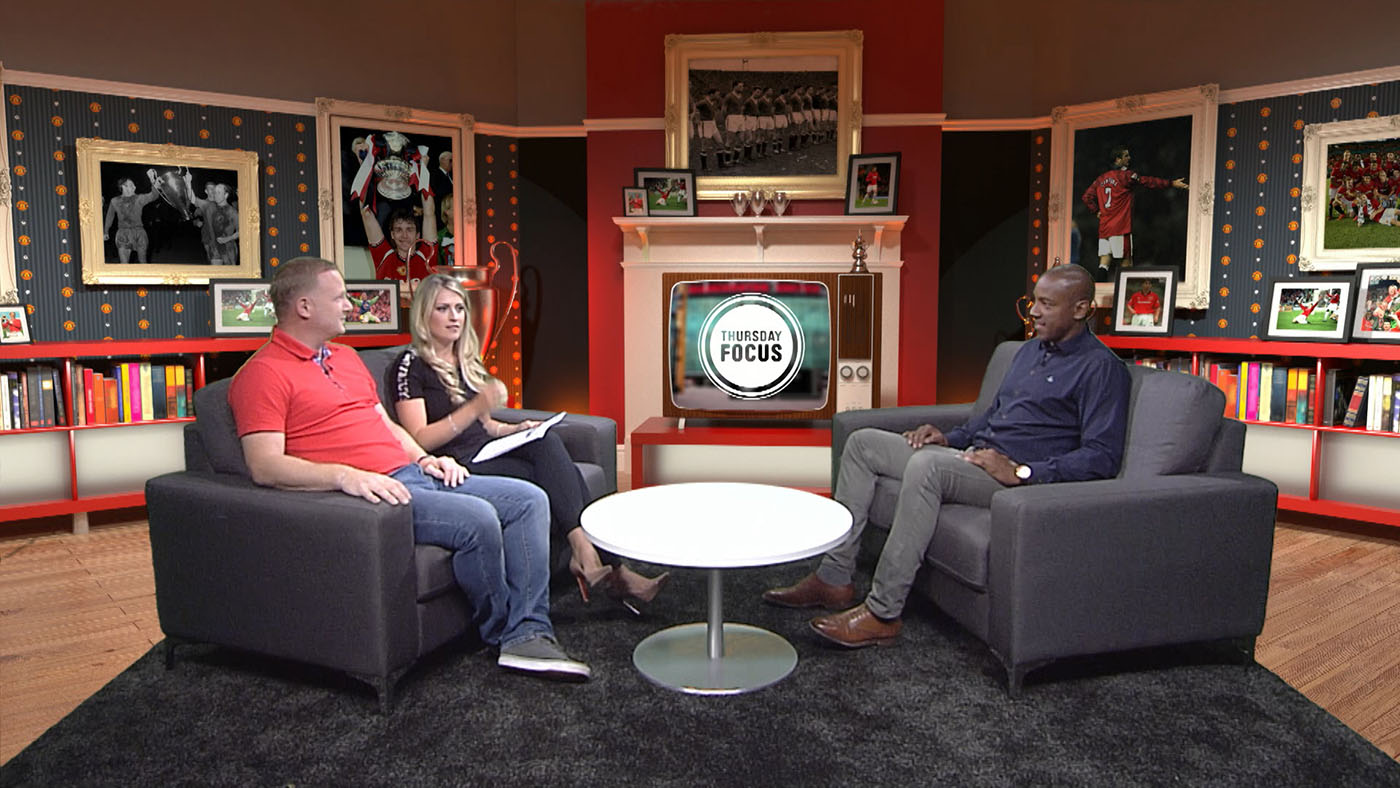 Virtual set designed and built for MUTV's Thursday Focus chat show.