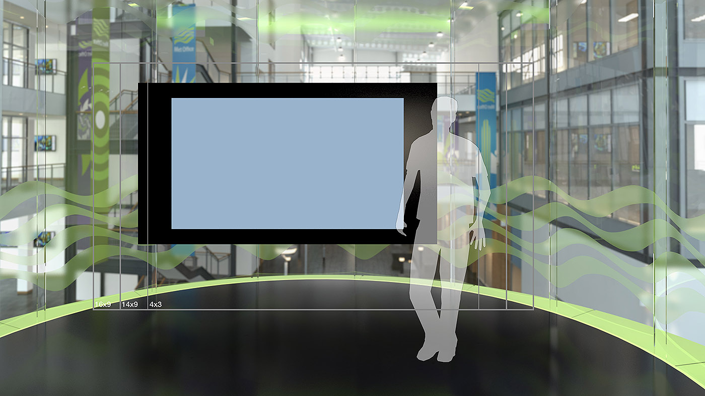 An example of one of the viewpoints from the virtual set design delivered by Lightwell. The scene is optimised for using with the Tricaster system.