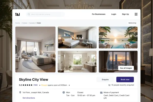 Mobile hotel guest app interface designed to improve guest experience and navigation