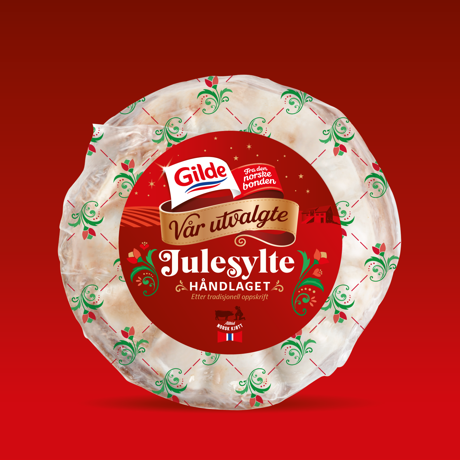 Bilde av pakningsdesignet av Gilde Vår Utvalgte Julesylte