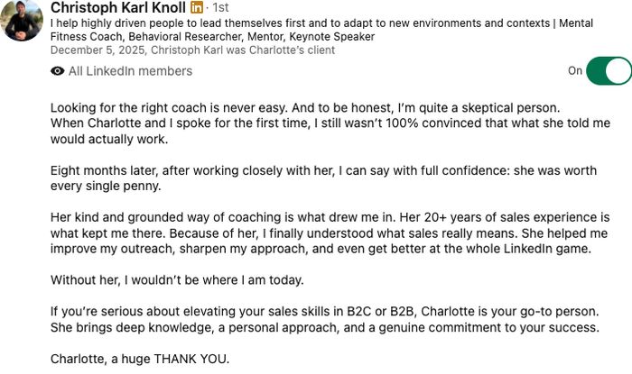 Member testimonial