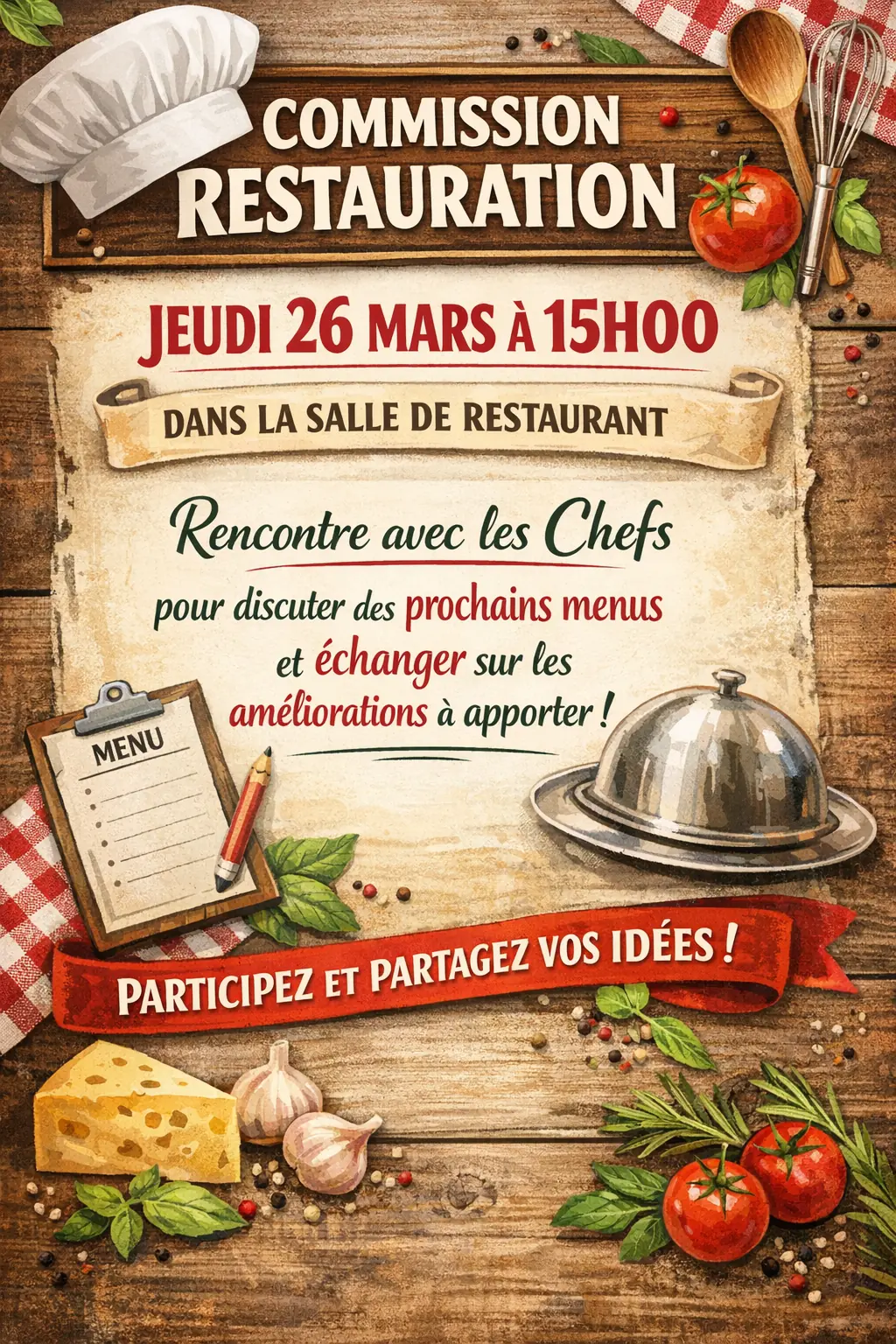 Commission restauration du 26 mars à 15h00