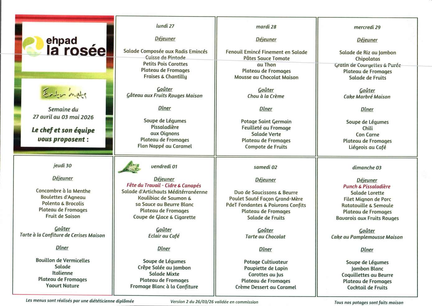 menus semaine du 27 avril