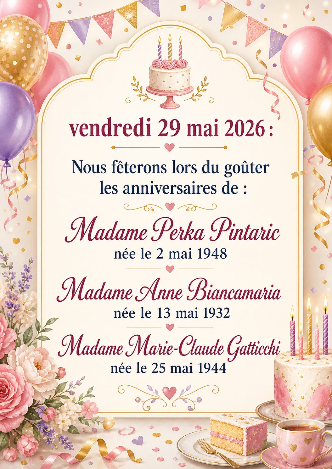 anniversaire du mois de Mai