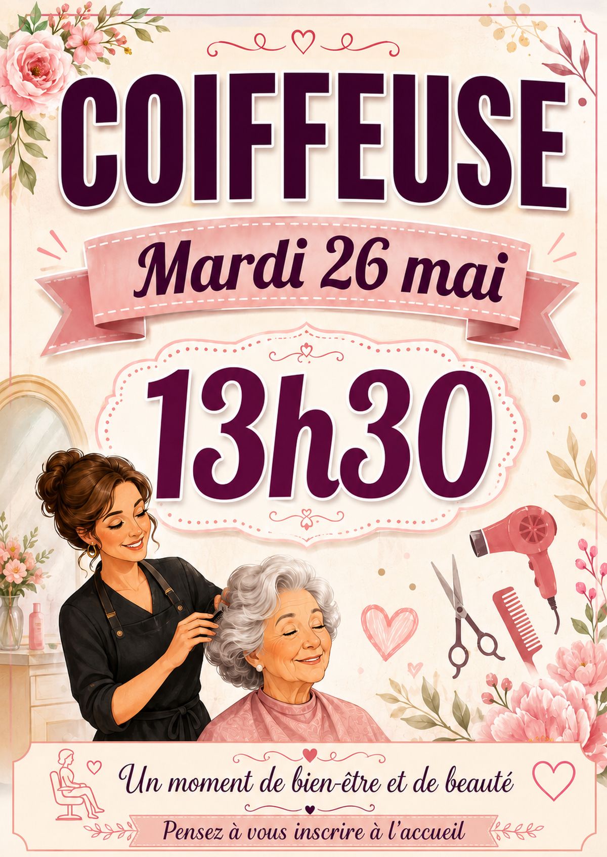 coiffeuse le mardi 26 mai