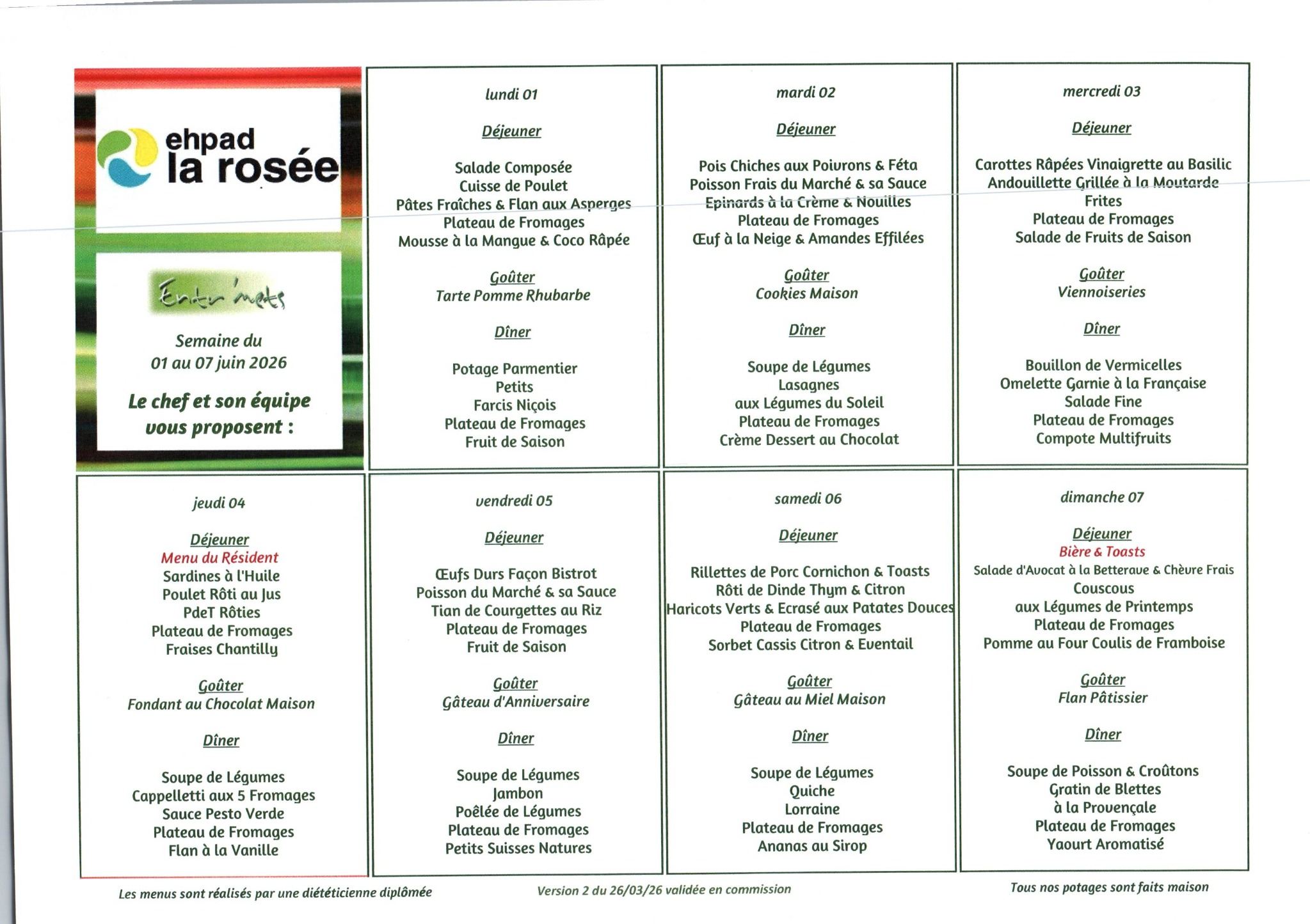 menus semaine du 1 juin