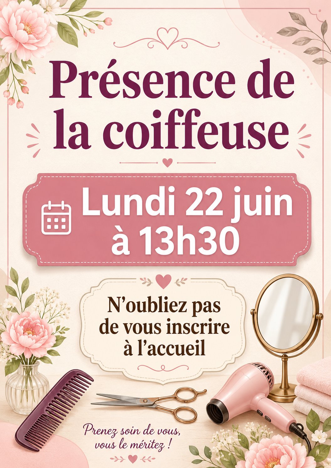 coiffeuse lundi 22 juin