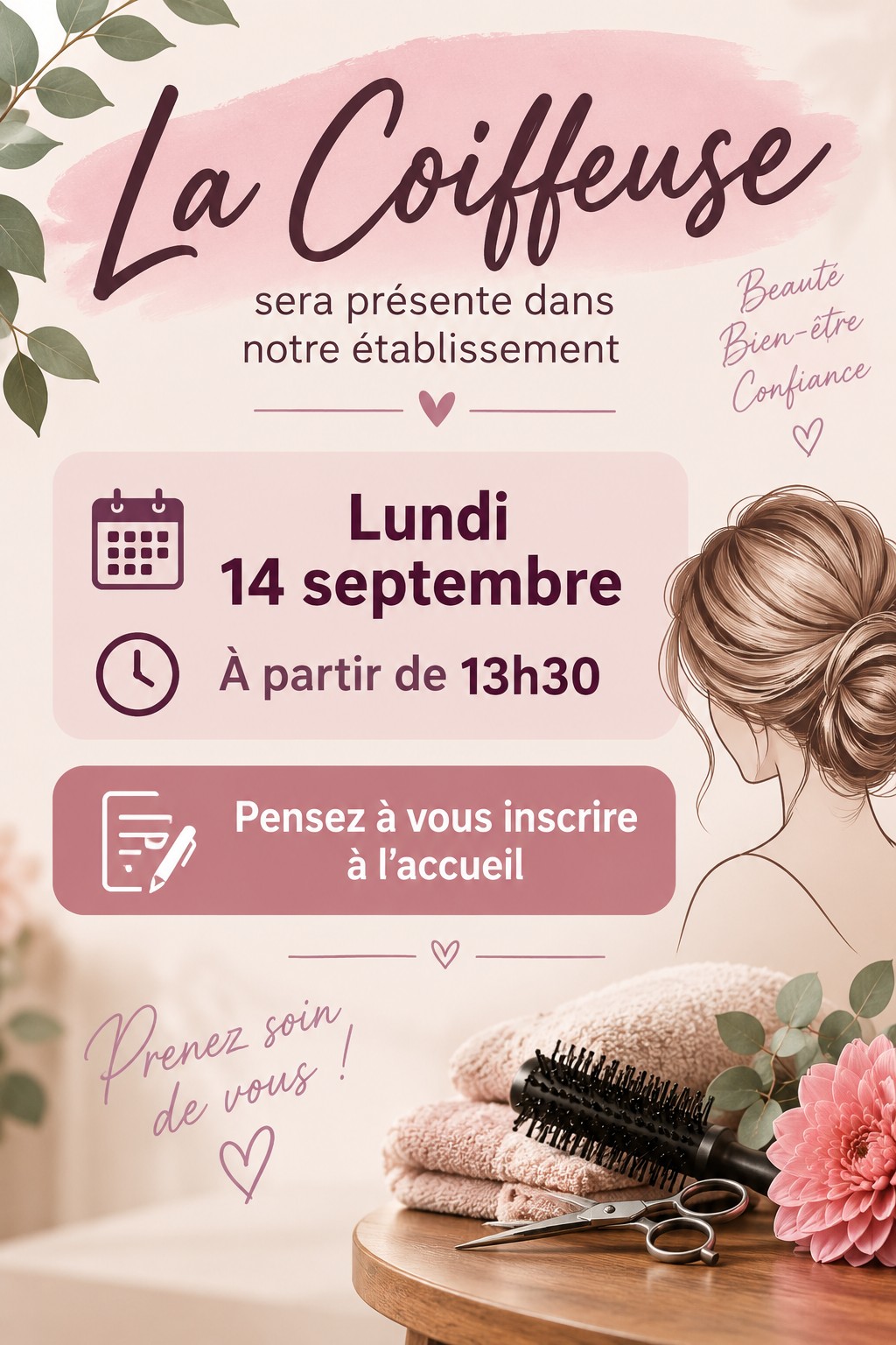 coiffeuse le lundi 14 septembre 