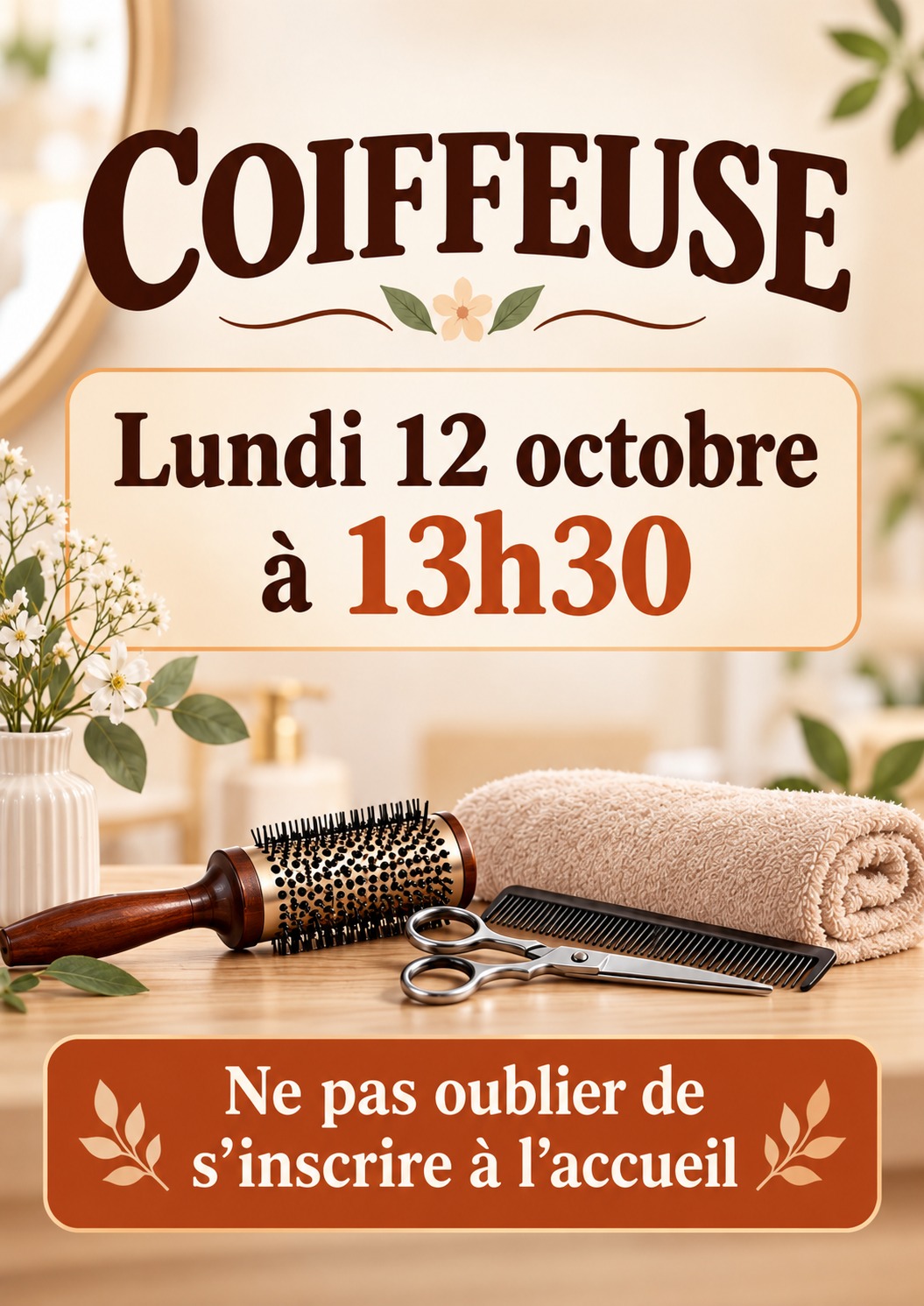 Coiffeuse lundi 12 octobre