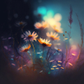 Preview image - Abstract happy colours, flowers in a meadow, calm peaceful and angelic scene, uplight