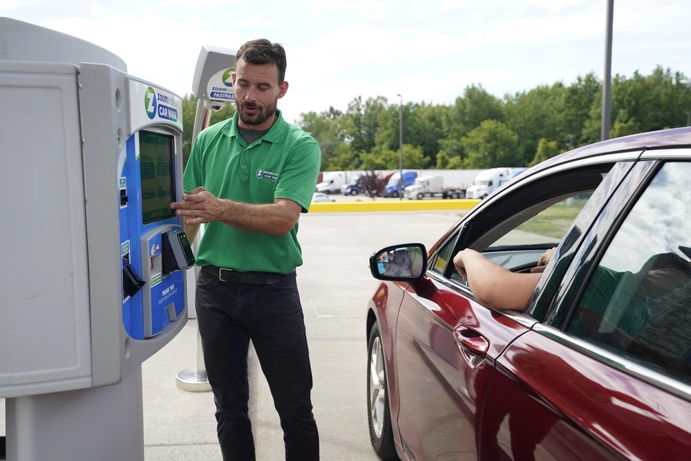 Aerial view of a Zoom Express Car Wash location