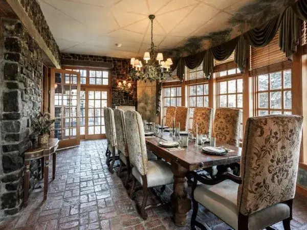 Fancy dining room in a vacation rental in Anacortes used for family dinners, rehearsal dinners, and more.