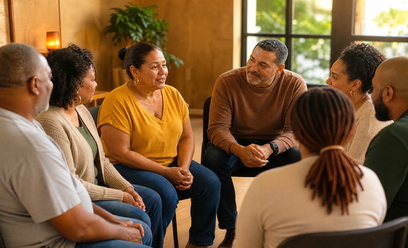 Community members having a brain health conversation