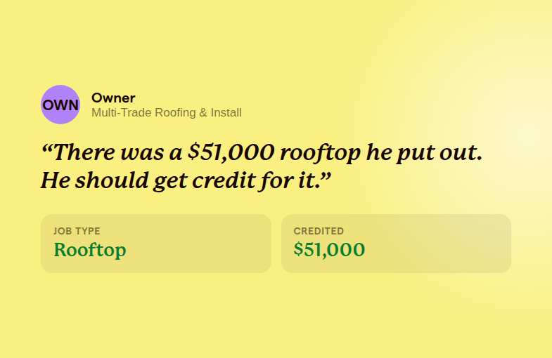 Payout dashboard showing a technician's zero-dollar average ticket corrected after his profile was remapped into the incentive system