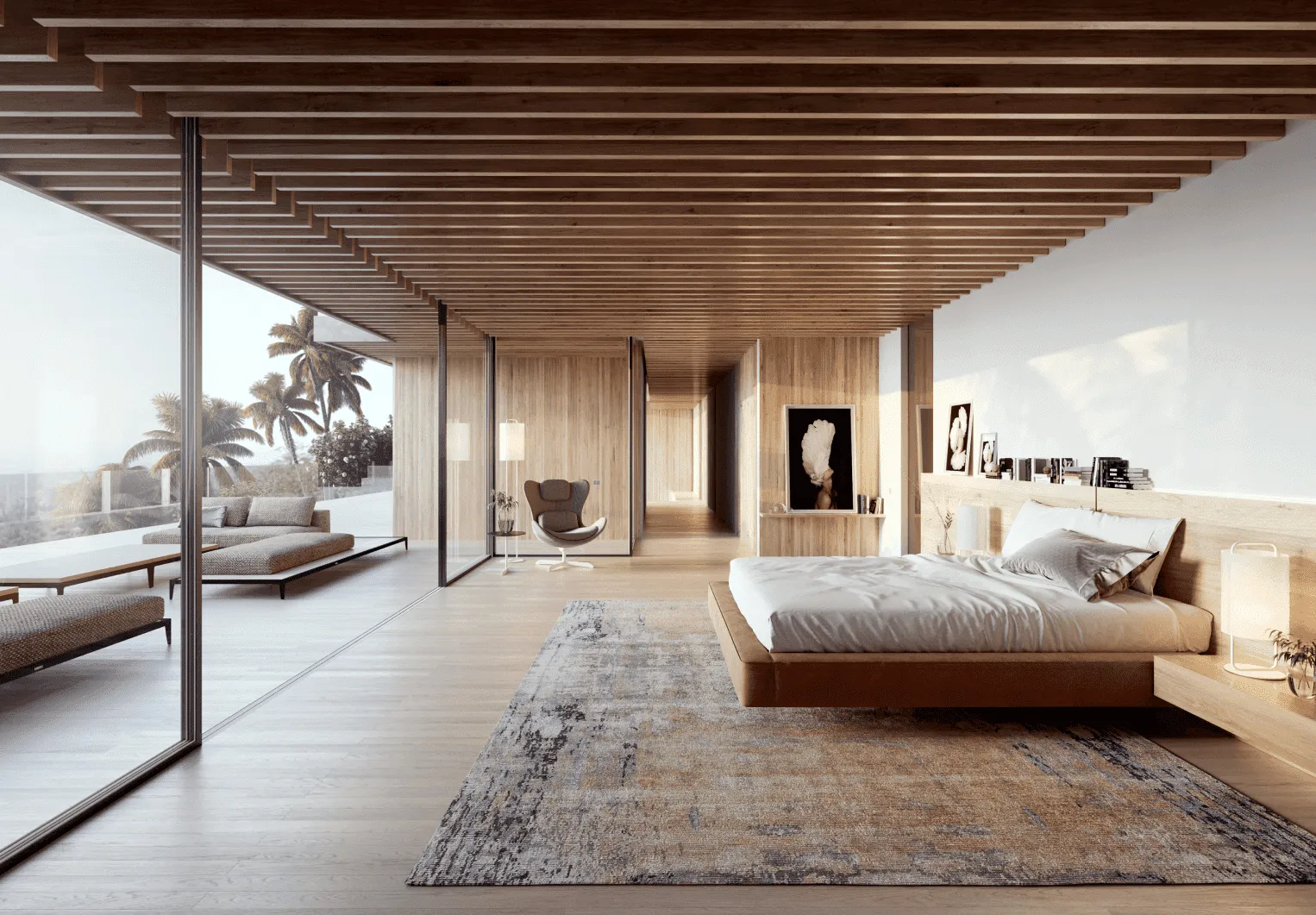 The bedroom 3D rendering for architectural and design berau IR Architects.