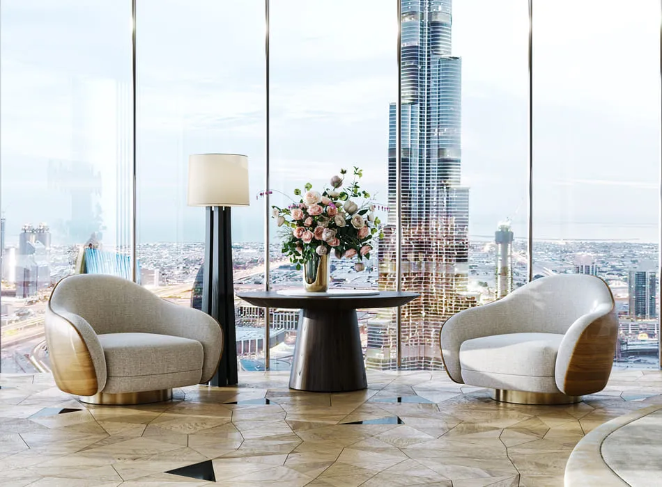 The example of weaving specific cultural elements in Luxury Furniture 3D rendering.