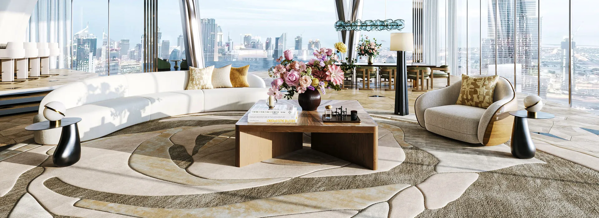 The example of weaving specific cultural elements in Luxury Furniture 3D rendering.