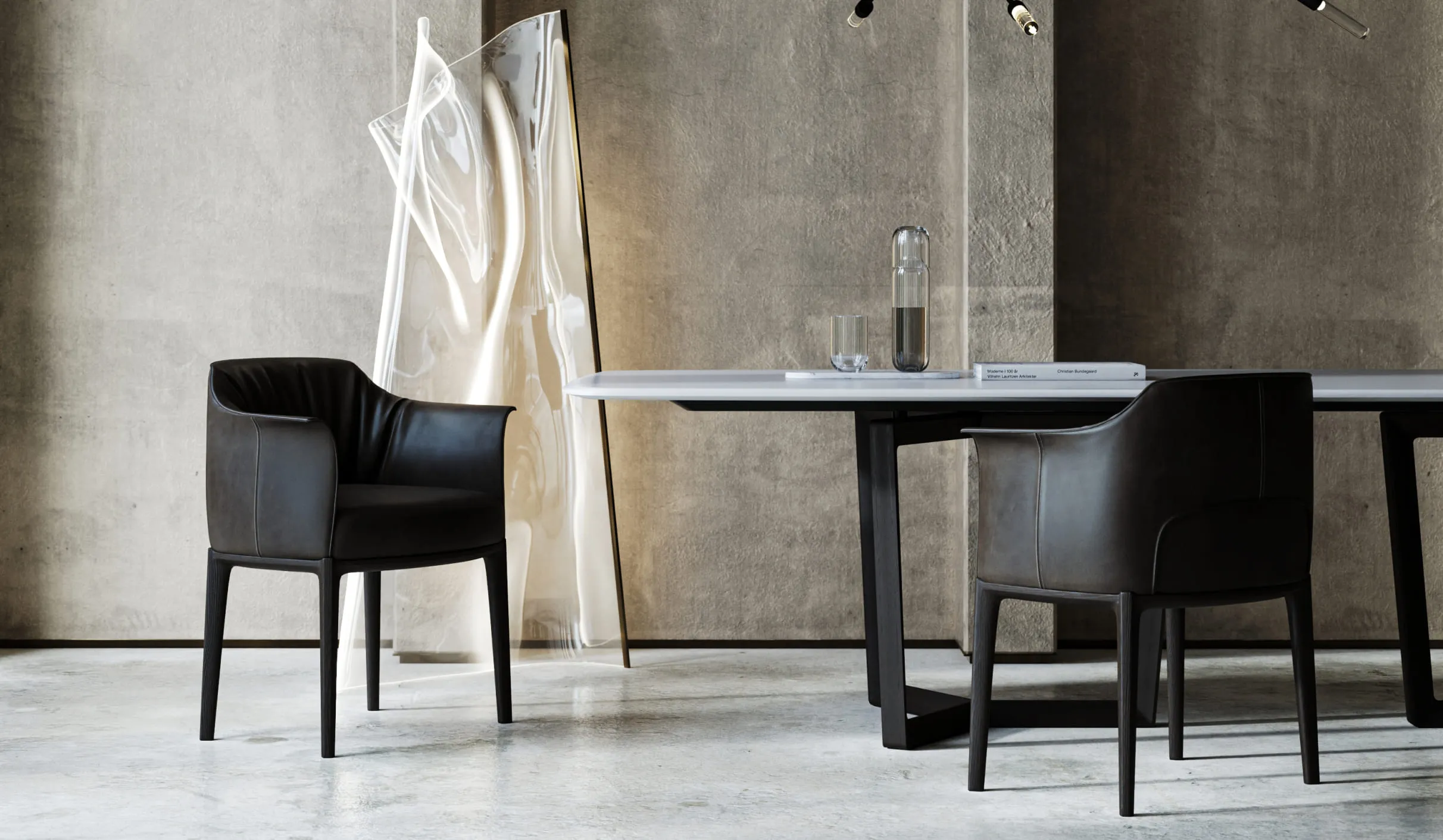 A modern chandelier with abstract golden rings and reflective surfaces, displayed against a textured backdrop, created with meticulous attention as a 3D product rendering.