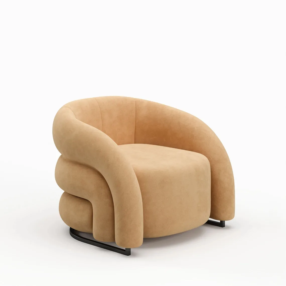 A close-up of the luxurious living room, focusing on a cozy armchair and a vase of flowers on a wooden coffee table. This highlights how 3d furniture rendering services can create intimate and detailed renderings of interior decor elements.