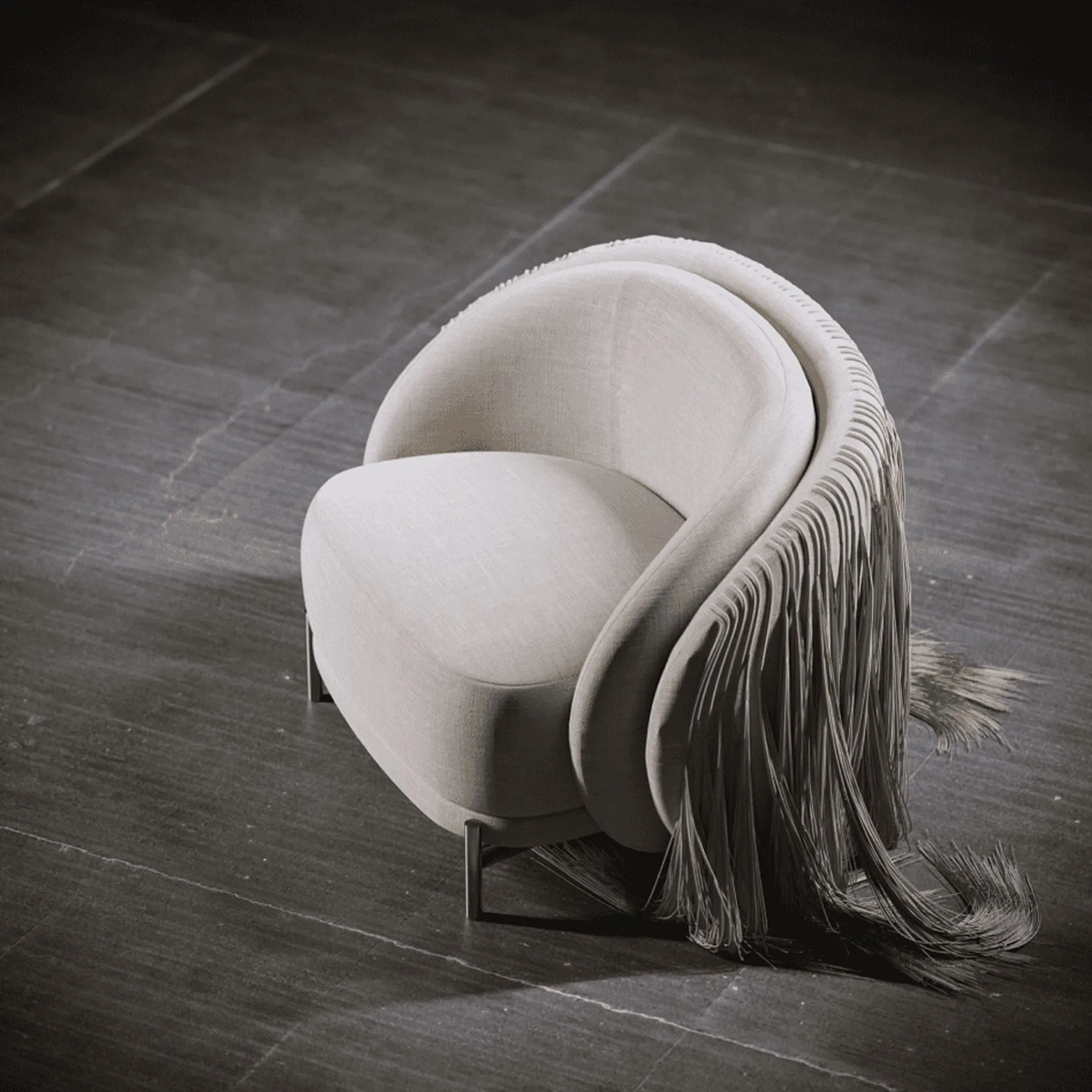 A close-up of the luxurious living room, focusing on a cozy armchair and a vase of flowers on a wooden coffee table. This highlights how 3d furniture rendering services can create intimate and detailed renderings of interior decor elements.