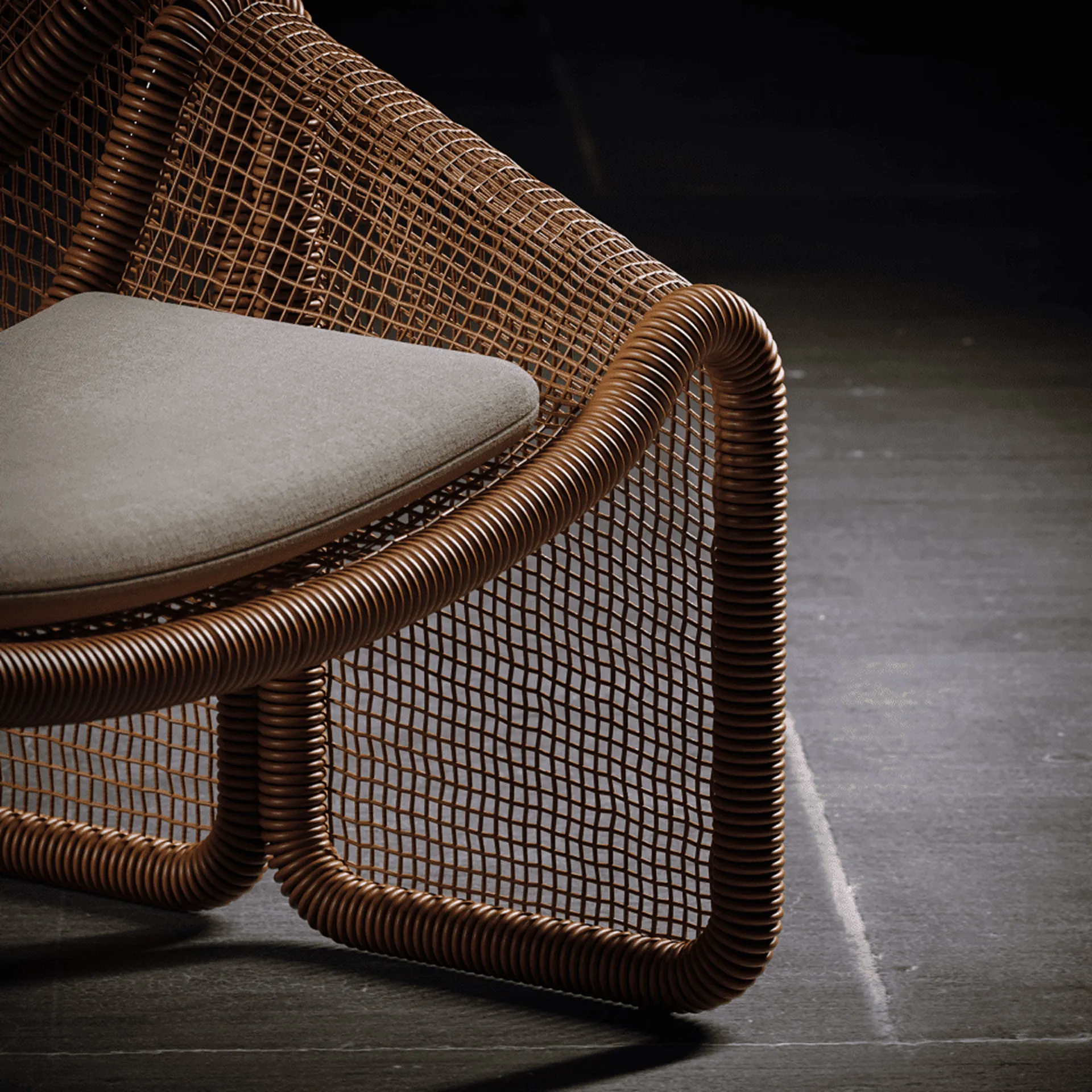 A close-up of the luxurious living room, focusing on a cozy armchair and a vase of flowers on a wooden coffee table. This highlights how 3d furniture rendering services can create intimate and detailed renderings of interior decor elements.